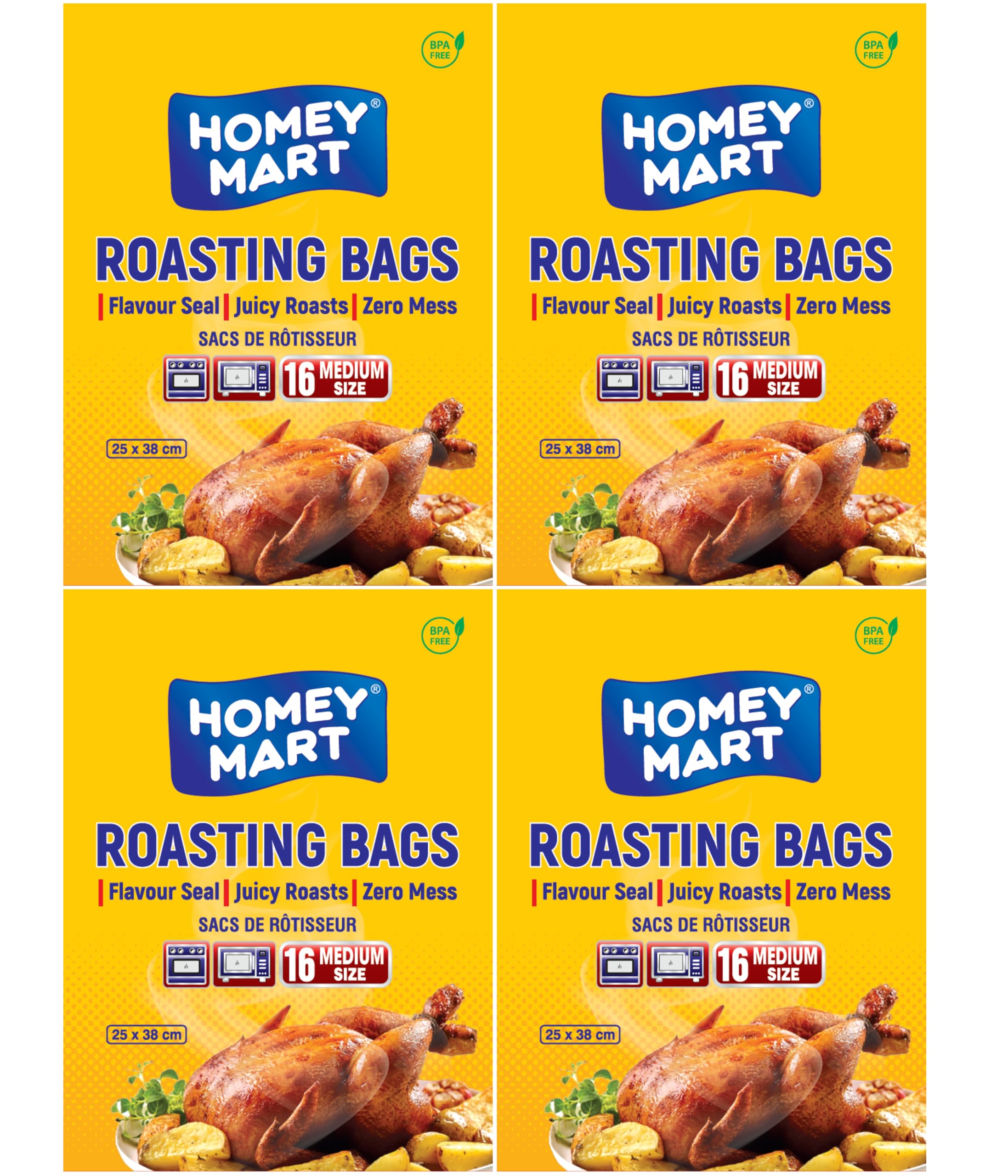Homey Mart Clear 64 X Roasting Bags Flavour Seal Cooking Bags For Ovens And Microwaves To Cook Meat Poultry Fish Turkey And Vegetables 25Cm X 38Cm