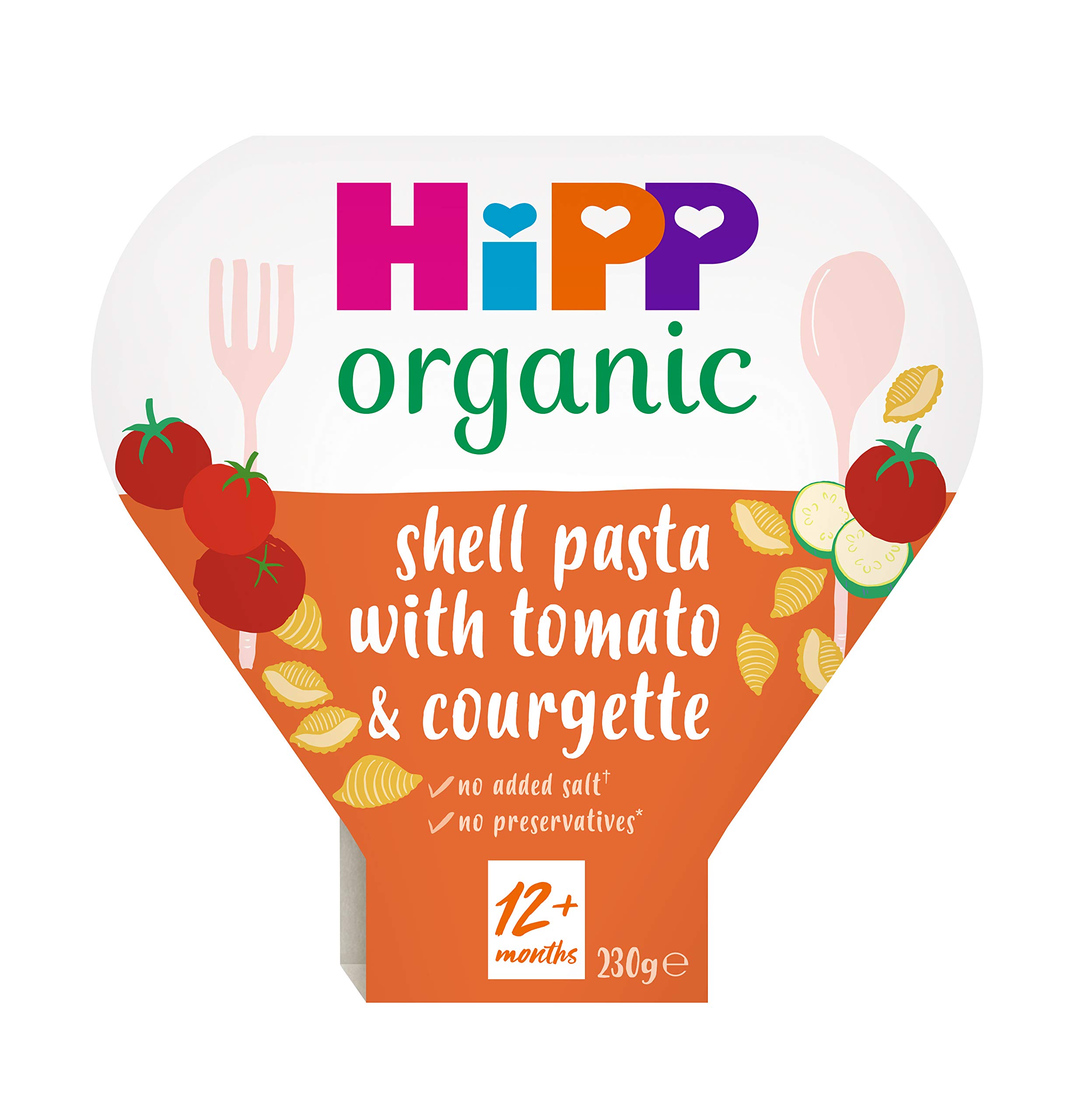 Hipp Organic Shell Pasta with Juicy Tomatoes and Courgettes Tray Meal from 12 Months 230 g (Pack of 5)