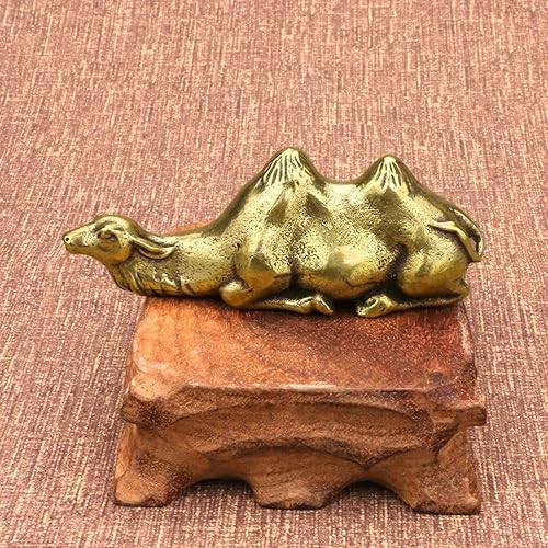 Brass Home Decor,8.5x2.7cm Vintage Brass Camel Figurine Miniature Penholder Office Desktop Ornament Solid Metal Copper Animal Tea Pet Home Decoration