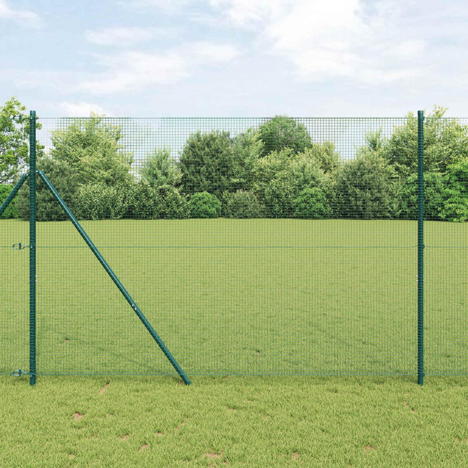 Geschweißter Drahtzaun Grün, Zaunelement mit robustem Metallgitter, 1000 x 150 cm, Gartenzaun Paneel für Terrasse und Vorgarten, Sichtschutz und Begrenzung, wetterbeständig