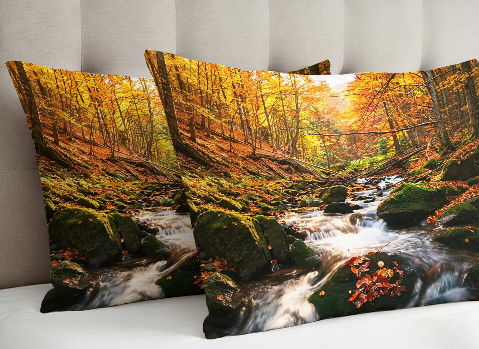 Zestaw poszewek na kołdrę z nadrukiem 3D Mountain River Super King 3-częściowy zestaw pościeli z mikrofibry naturalna sceneria poszewka na kołdrę 260 x 220 cm z 2 poszewkami na poduszki 50 x 75 cm i