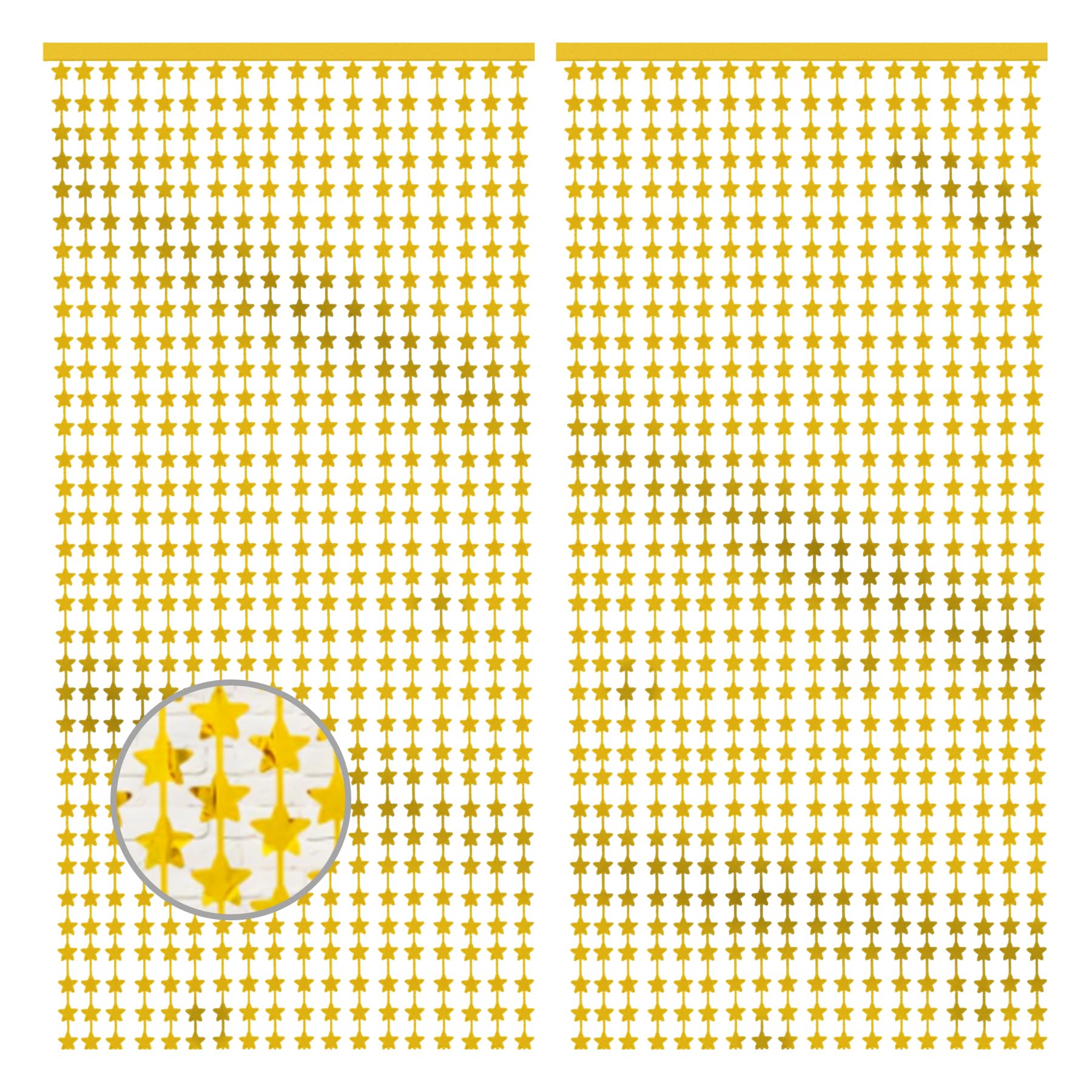 2 Pack Christmas Gold Stars Streamers Decorations 3.3X6.6 ft Glitter Golden Birthday Backdrop Foil Fringe Curtains,Hanging Stars Garland Christmas Party Decorations for Bridal Wedding Anniversary