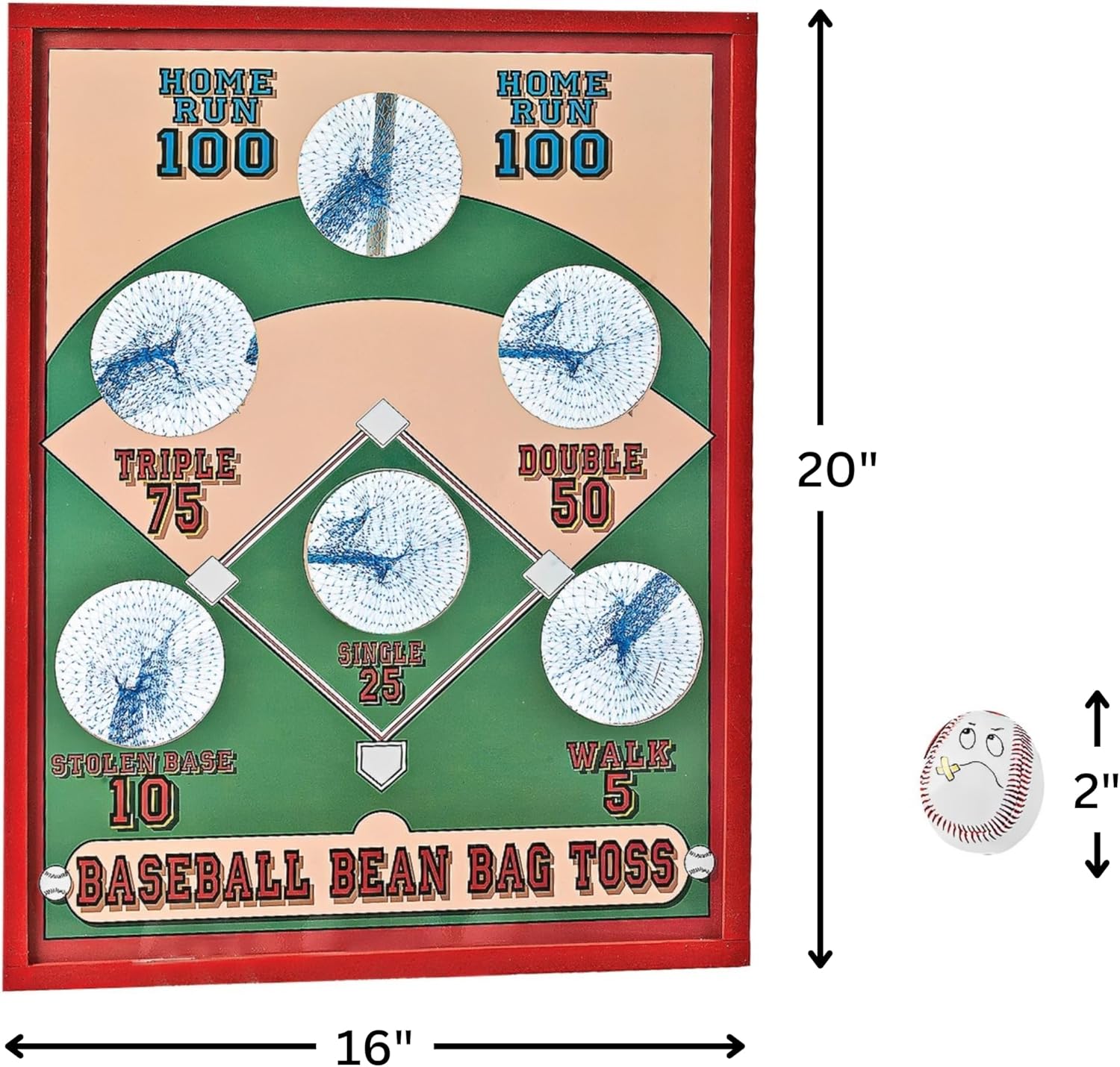 Fun Express Baseball Bean Bag Toss Game for Kids - Wood Game Board with 5 Bean Bags for Tossing - Outdoor Toys for Kids Ages 4-8 - Birthday Party Games for Boys 3-5 Year Old Gifts Yard Carnival