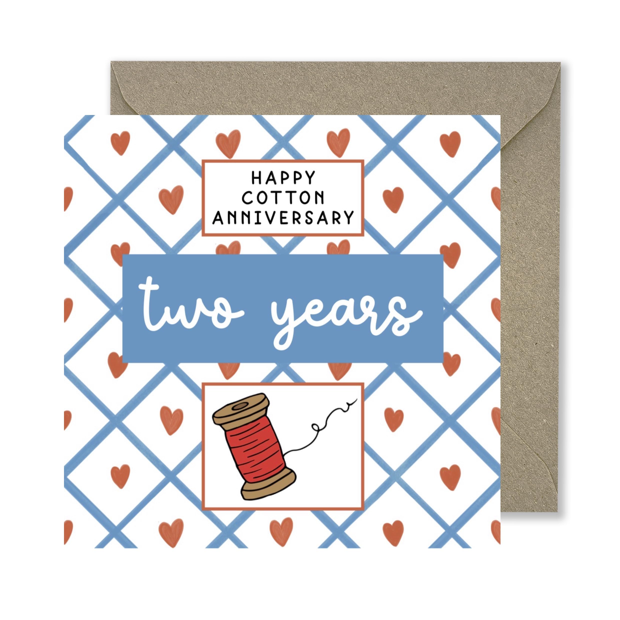 Cotton anniversary card | 2nd wedding anniversary | Two years married gift