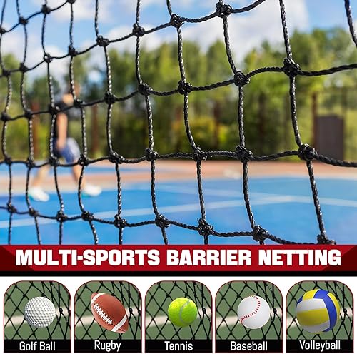 Miniatura 4 de Redes de protección de béisbol y sóftbol, redes deportivas resistentes, barrera de red deportiva con cuerda de 33 pies y llaveros, red de béisbol de
