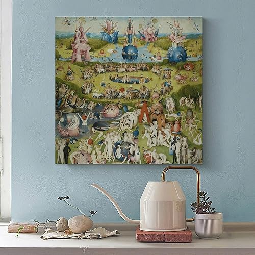 Vista 3 de generic Hieronymus Bosch - Póster de pintura de pared con texto en inglés "The Garden of Earthly Delights", póster impreso en lienzo para decoración