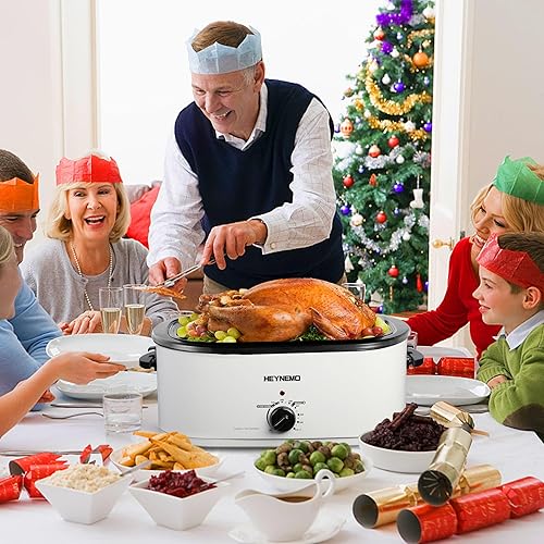 Miniatura 8 de Horno asador de 22 cuartos de galón con tapa de visión autohilvanado, horno eléctrico grande con función de descongelación y calor, temperatura