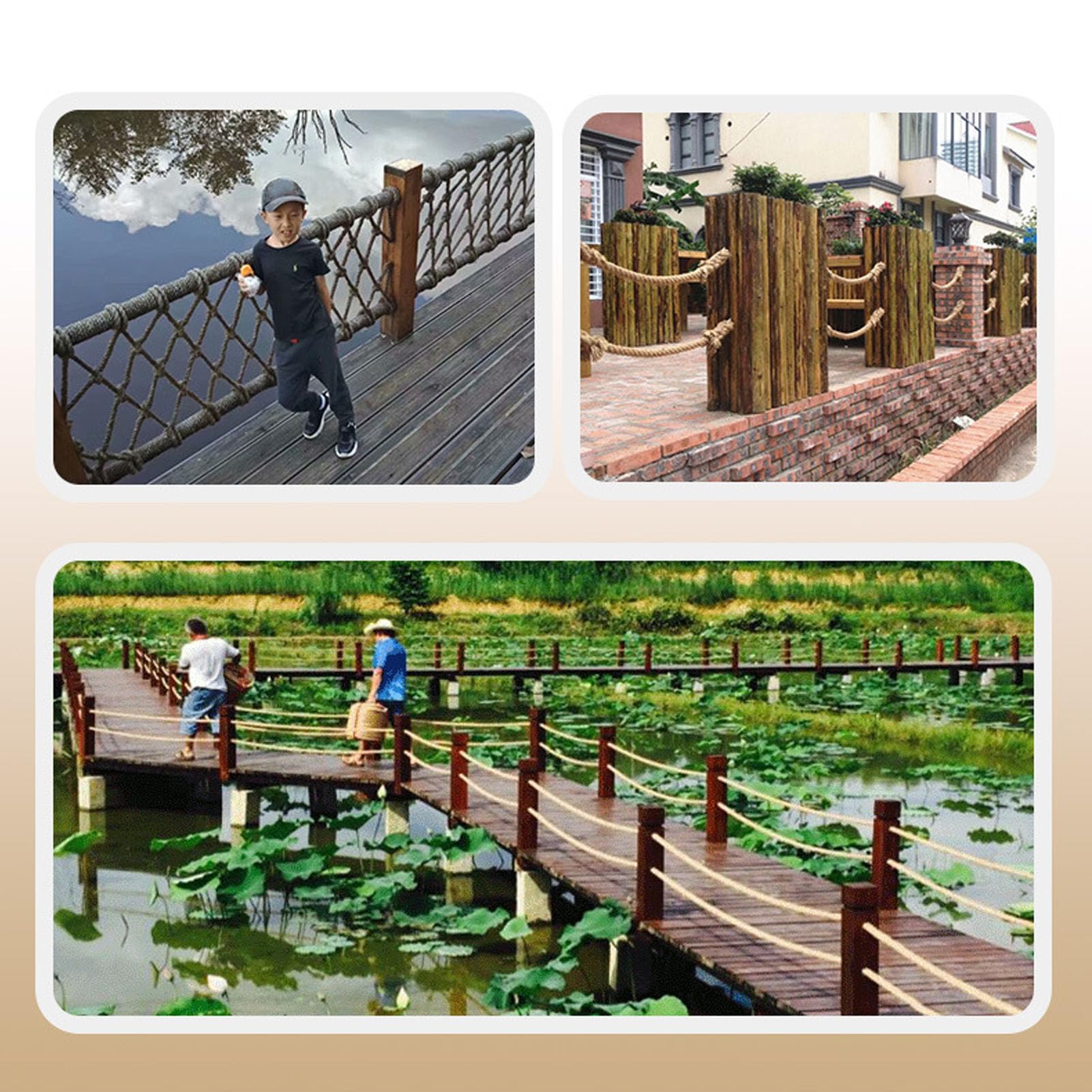 Cuerda de cáñamo Trenzada Mtlavishness, Cuerda de Fibra Natural multifilamento para Seguridad y protección, Ideal para Manualidades, decoración del hogar y proyectos de (16 mm)