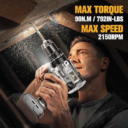 Miniatura 3 de Taladro inalámbrico para batería Dewalt de 20 V, juego de taladro eléctrico sin escobillas, portabrocas compacto de 12 pulgada sin