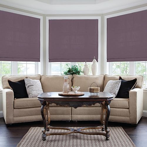 ChadMade Persianas de lino, persianas de tela sólida con aislamiento térmico, persianas romanas hechas a medida, oscurecimiento de la habitación,