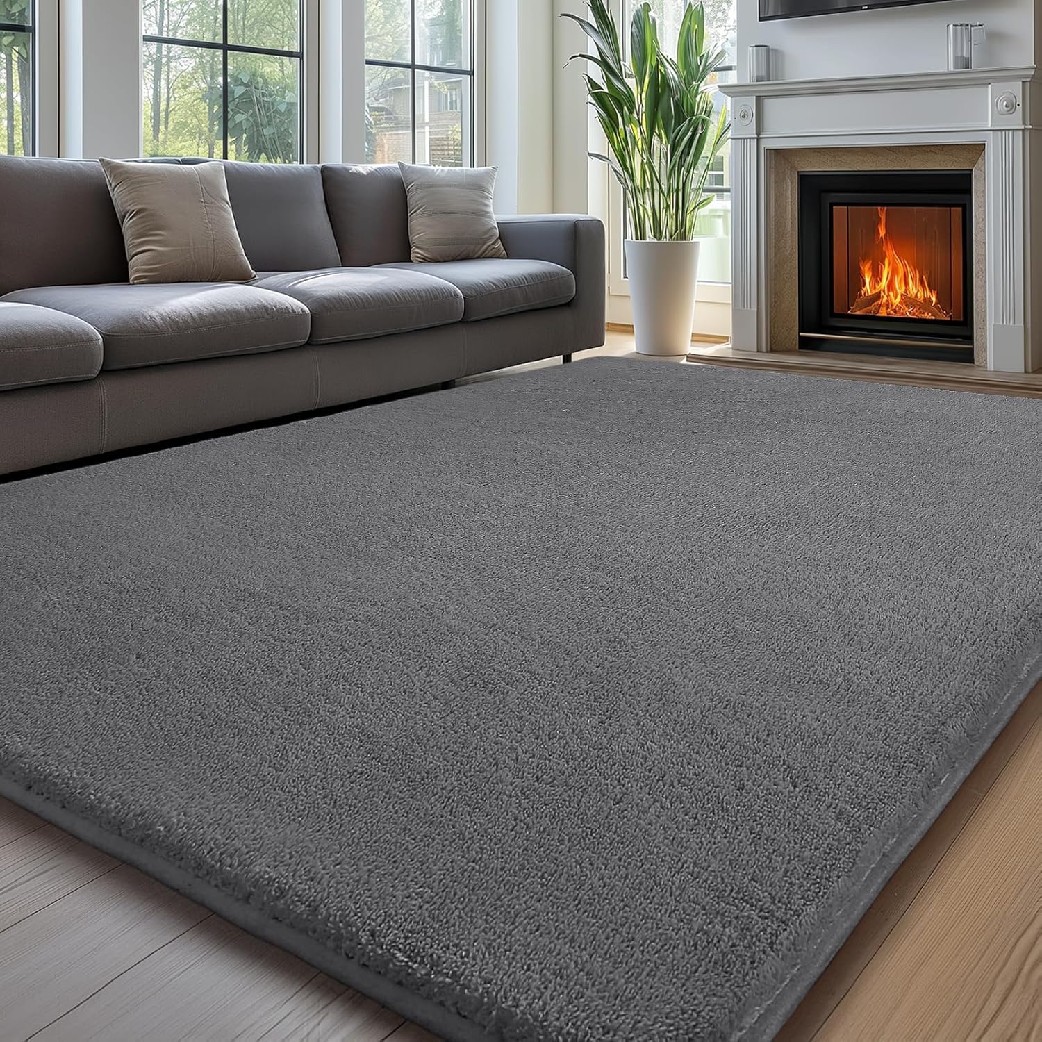 Sour Lemon Teppich Wohnzimmer 200x300 Schwarz, Waschbarer Teppich Kinderzimmer Mädchen Junge Teppich Schlafzimmer Grau Carpet Teppiche Gegend Kurzflor Flauschig Rutschmatte Teppich Kinderzimmer