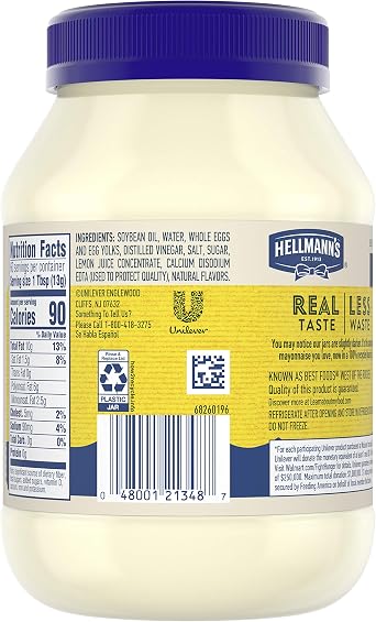 Hellmann's Real Mayonnaise, 30Oz