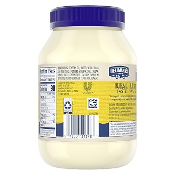 Hellmann's Real Mayonnaise for a Creamy Condiment for Sandwiches & Simple Meals, No Gluten, Made With 100% Cage Free Eggs, 30 Fl Oz