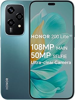 HONOR 200 Lite, 5G Dual SIM, 8GB RAM + 256GB ROM, 6,7” Anti-Drop AMOLED Display, 108MP Triple Rear Camera, Cyan Lake - UAE Version , 1 Year Official Warranty
