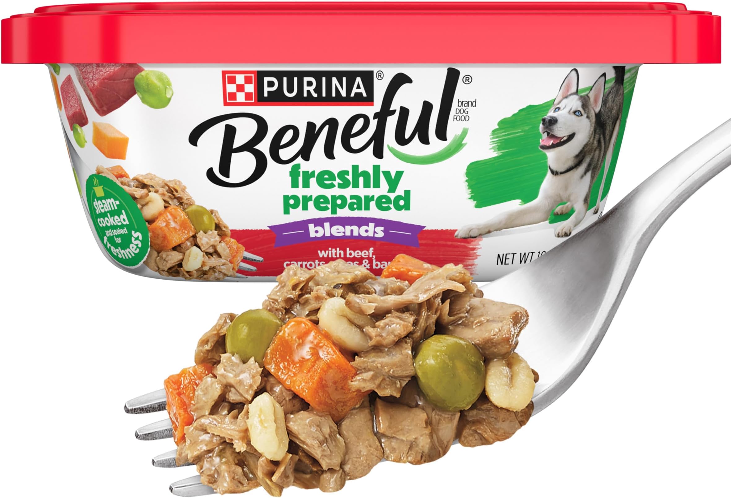 Beneful Wet Dog Food, Marie Flakes, with Beef Carrots Peas & Barley, 10 oz Jar, Pack of 8