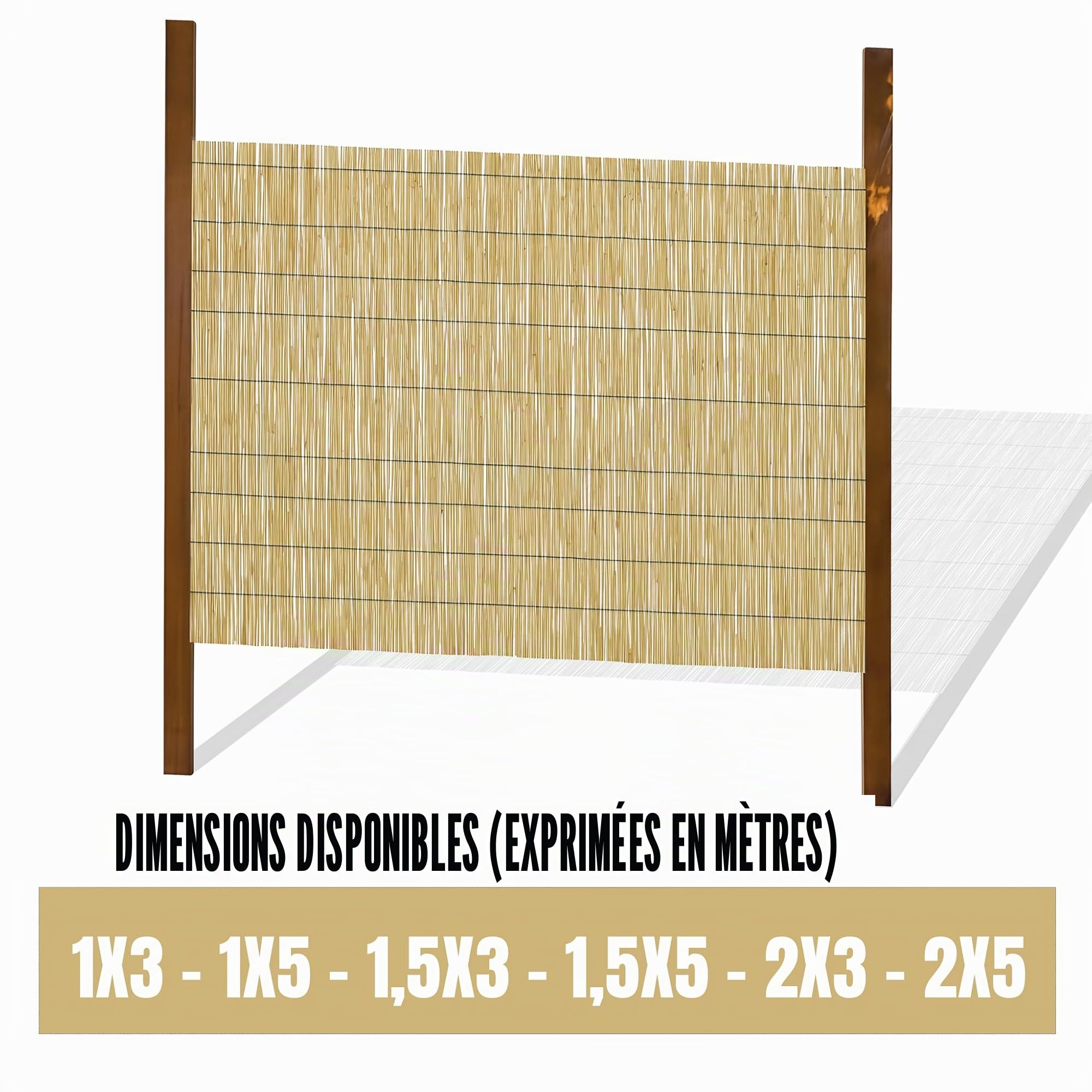 ESTO Canisse En Bambou Naturel Pour Extérieur, Clôture Décorative En Bambou Baril Bambou, Filet Franges Privacy (1,5 x 5 mètres)