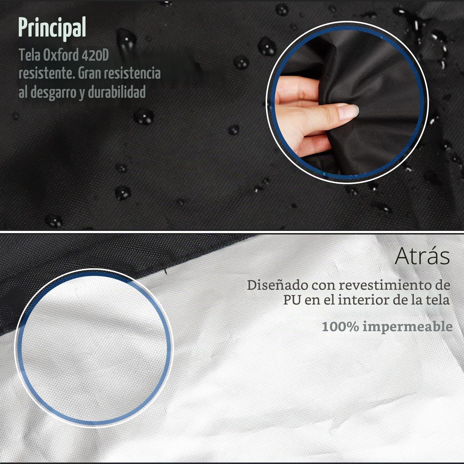 Funda para Muebles de Jardín, Funda Mesa Exterior Impermeable Cubre Muebles Exterior, Paño de Oxford 420D, funda protectora para mesas de jardín y juegos de muebles (242 x 162 x 100 cm)
