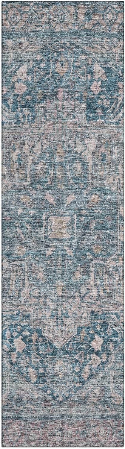 Addison Rugs Chantille ACN1240 Blue 2'3" x 7'6" Indoor/Outdoor, Machine Washable, Easy Clean, Non Shedding, Bedroom, Living Room, Dining Room, Kitchen, Patio Rug