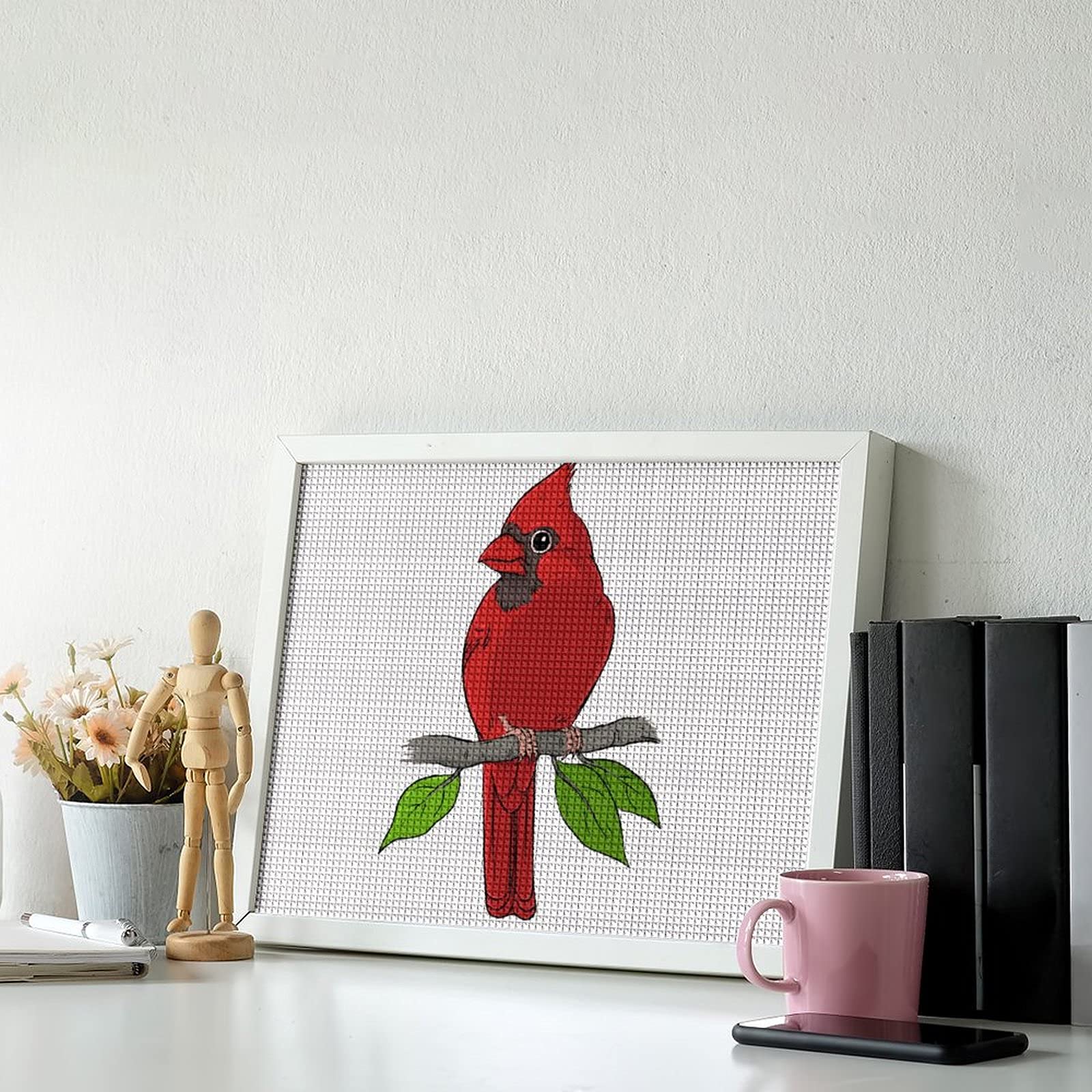 Kit Per Diamond Painting 5D Foglie Di Pappagallo Rosso Pittura Diamante 5D Fai Da Te,Diamond Painting Kit Completo, Arte E Artigianato, Decorazione Per Casa E Pareti 30x40cm