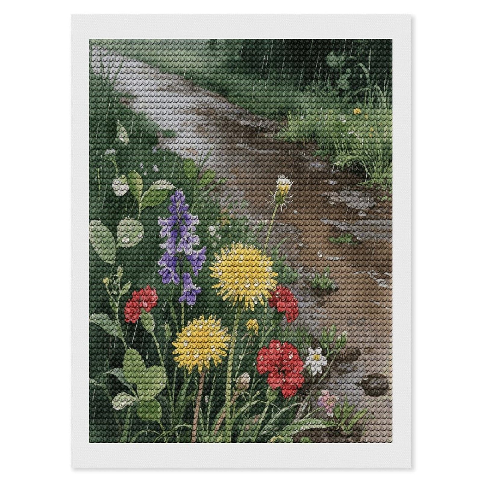FekiLoot Wildflowers Daisy Paint by Numbers Kit for Adults Beginner DIY Diamond Dots Paintings Round Full Drill Diamond Art Kits Picture Diamond Art Painting Kits for Home Decor 12"x16"