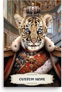 Classic Renaissance Baby Bengal Tiger Portrait Elegant Art Print Personalized Name Poster 12x18 Inch Wild Animal Lover Gifts