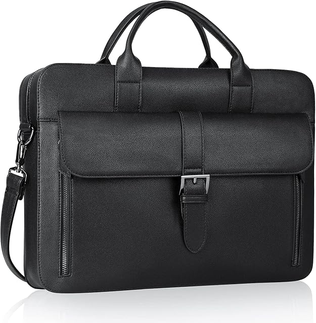 Estarer Men's PU Leather Laptop Bag 15.6" Satchel Briefcase Large Shoulder Messenger Bag for Work Business Office Valentine's Gifts For Him