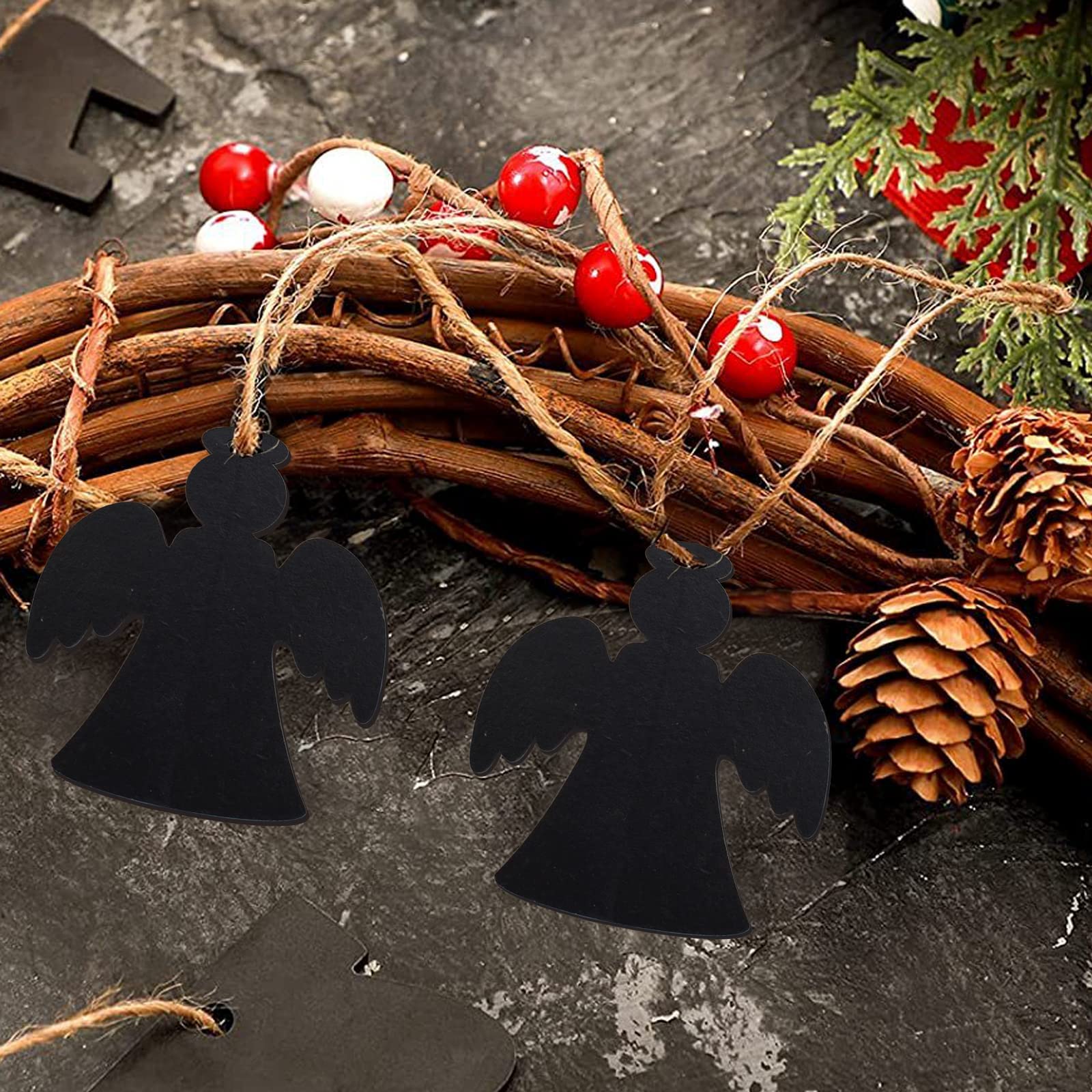 Lot de 4 décorations de Noël en bois en forme d'ange à suspendre sur les arbres de Noël