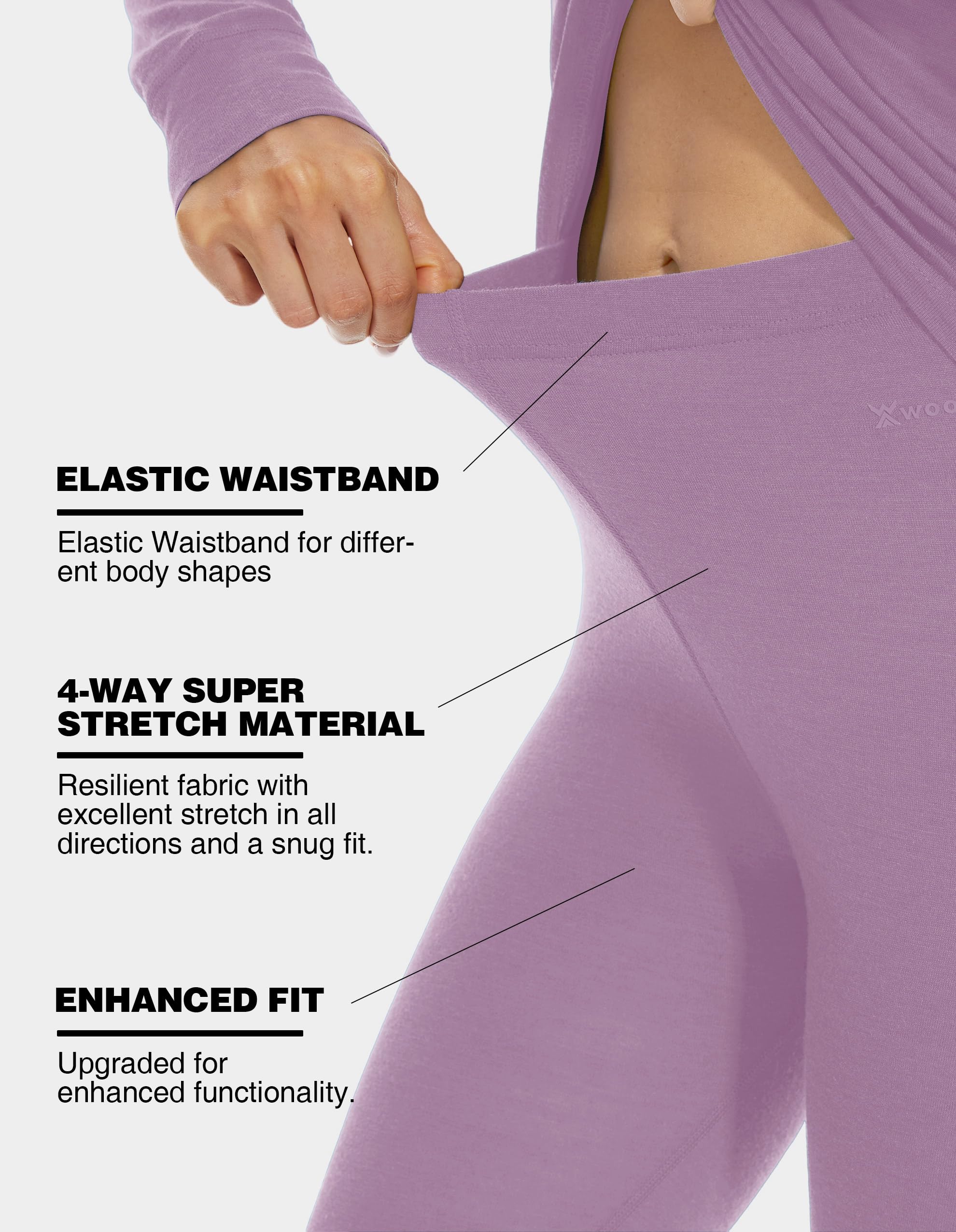 Bas Thermique Femme 100% Laine Mérinos, Pantalon Chaud pour Hiver, Ski & Sports de Plein Air