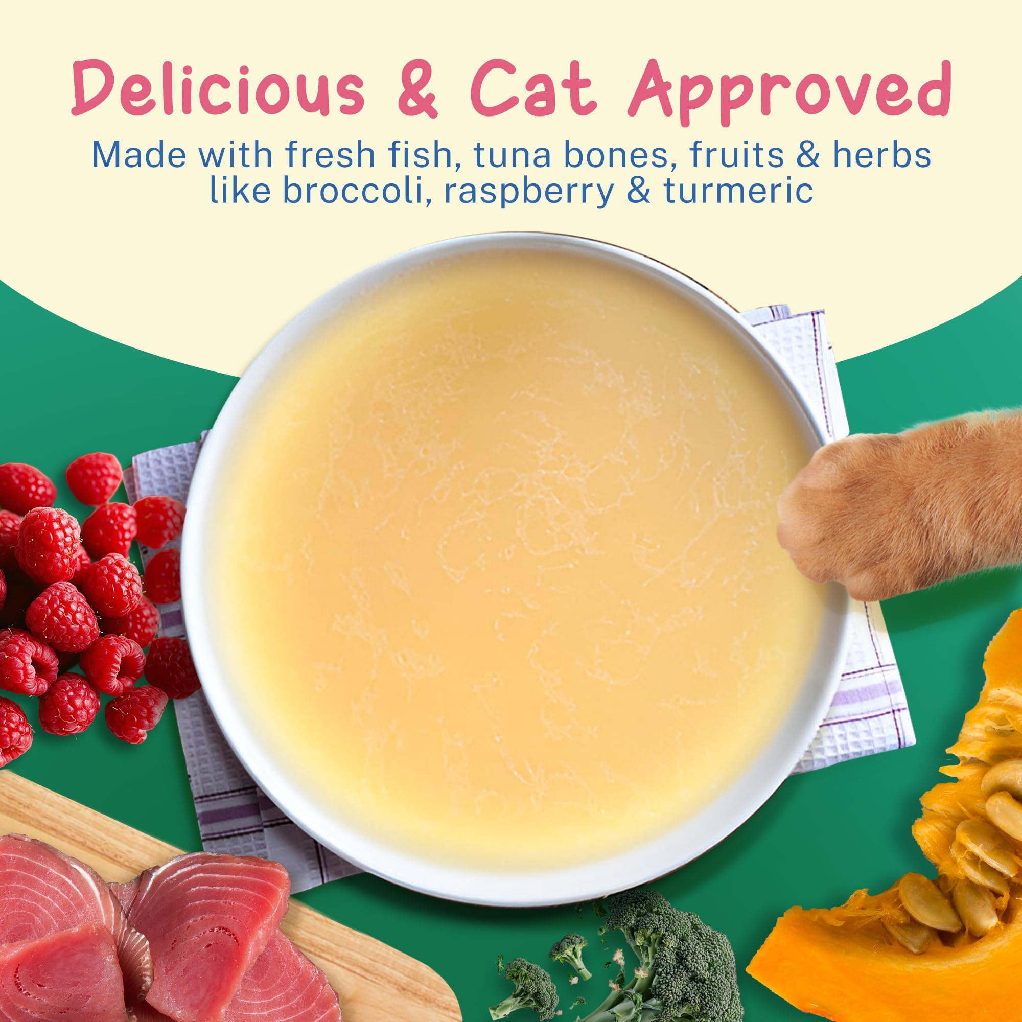 Smylo Summer Cooler, Hydration Rich Fish Bone Broth for Cats (100ml x 3 Packs) | Best with Dry Food | Rich in Collagen for Bones & Joints | Omega 3 & 6 for Shiny Fur & Coat | Cat Food Topper 1