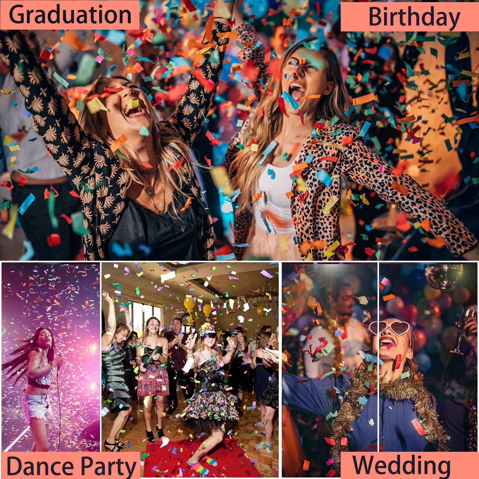 Konfettikanonen, 40,6 cm, bunte Konfetti-Popper, Party-Popper für Hochzeit, Feier, Geburtstag, Party, Babyparty, Dekorationen, Weihnachten, Neujahr, Abschlussfeier, 6 Stück