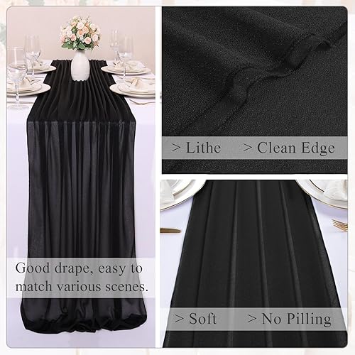 Miniatura 4 de Camino de mesa de gasa negra de 10 pies, romántico, rústico, transparente, 30 x 120 pulgadas, gasa de tul para decoración del hogar de Halloween