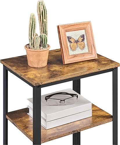 Miniatura 25 de Yaheetech Juego de 2 mesas auxiliares altas de 16 x 12 x 29.5 pulgadas con estantes de madera fuertes, 2 mesas telefónicas delgadas de 3 niveles con
