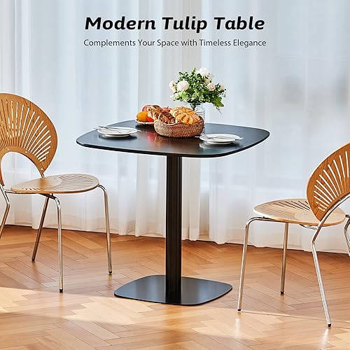 Miniatura 21 de VONLUCE Mesa de comedor cuadrada moderna para 2 y 4 personas, mesa de comedor pequeña de cocina con pedestal de 32 pulgadas, estilo de mediados de