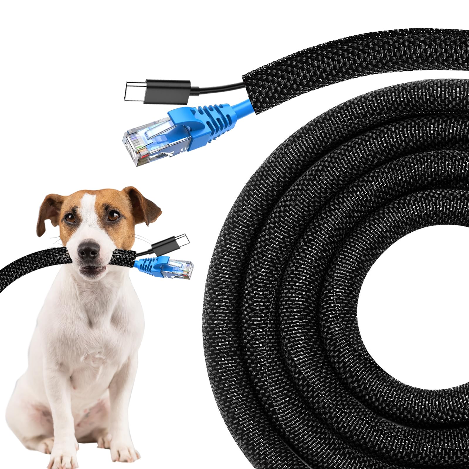 Secbolt Cord Protectors from Pets No Chew, 25FT - 3/8 Inch, Black