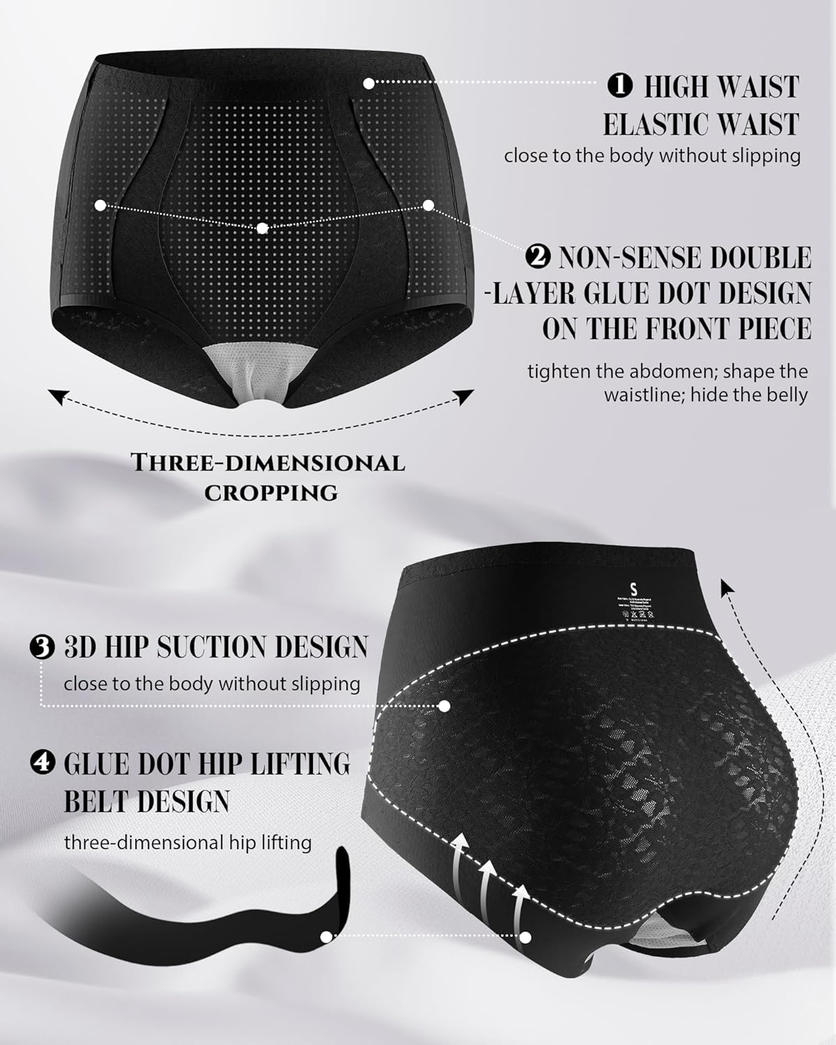 LEVAO Womens High Waisted Seamless Underwear Lace Stretch No Show Tummy Control Panties Full Coverage Briefs S-2XL - Image 2