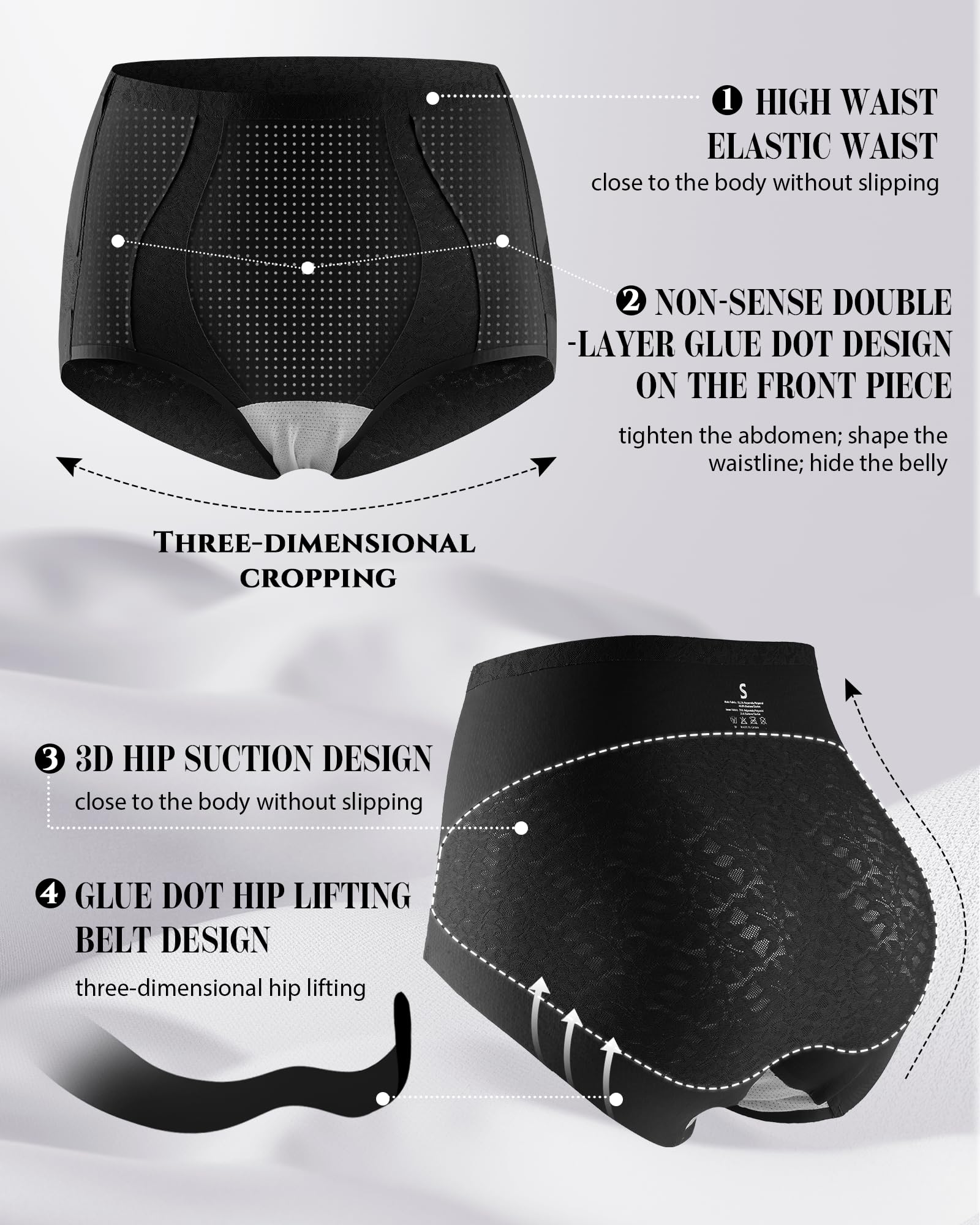 Aijolen Culotte Gainante Femme Ventre Plat Culottes Sculptantes Invisible | Gaine Amincissante Taille Haute, Culotte Dim Femme, Culotte Gainante Post Partum, Invisible Slip sans Couture, Lot de 4 S-XXL