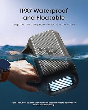 Soundcore Boom 2 By Anker, Outdoor Speaker, 80W, Subwoofer, BassUp 2.0, 24H Playtime, IPX7 Waterproof, Floatable, RGB Lights, USB-C, Custom EQ, Portable for Camping and Beach - Black