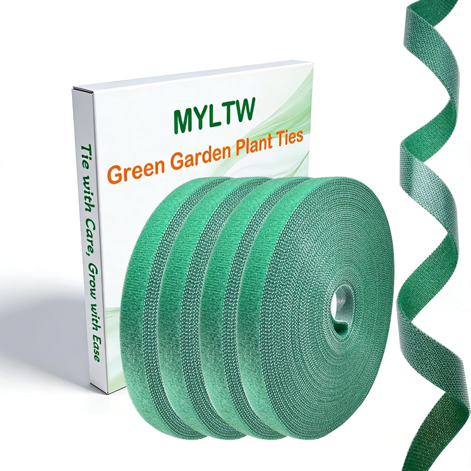 4 Rolls Plant Ties, Adjustable Garden Tape for Plant Twist Ties, Reusable Thicker Support for Growing Green Tape, Strong Grip, Tomato Vines Indoor Outdoor, 50 Ft X 0.47 Inch