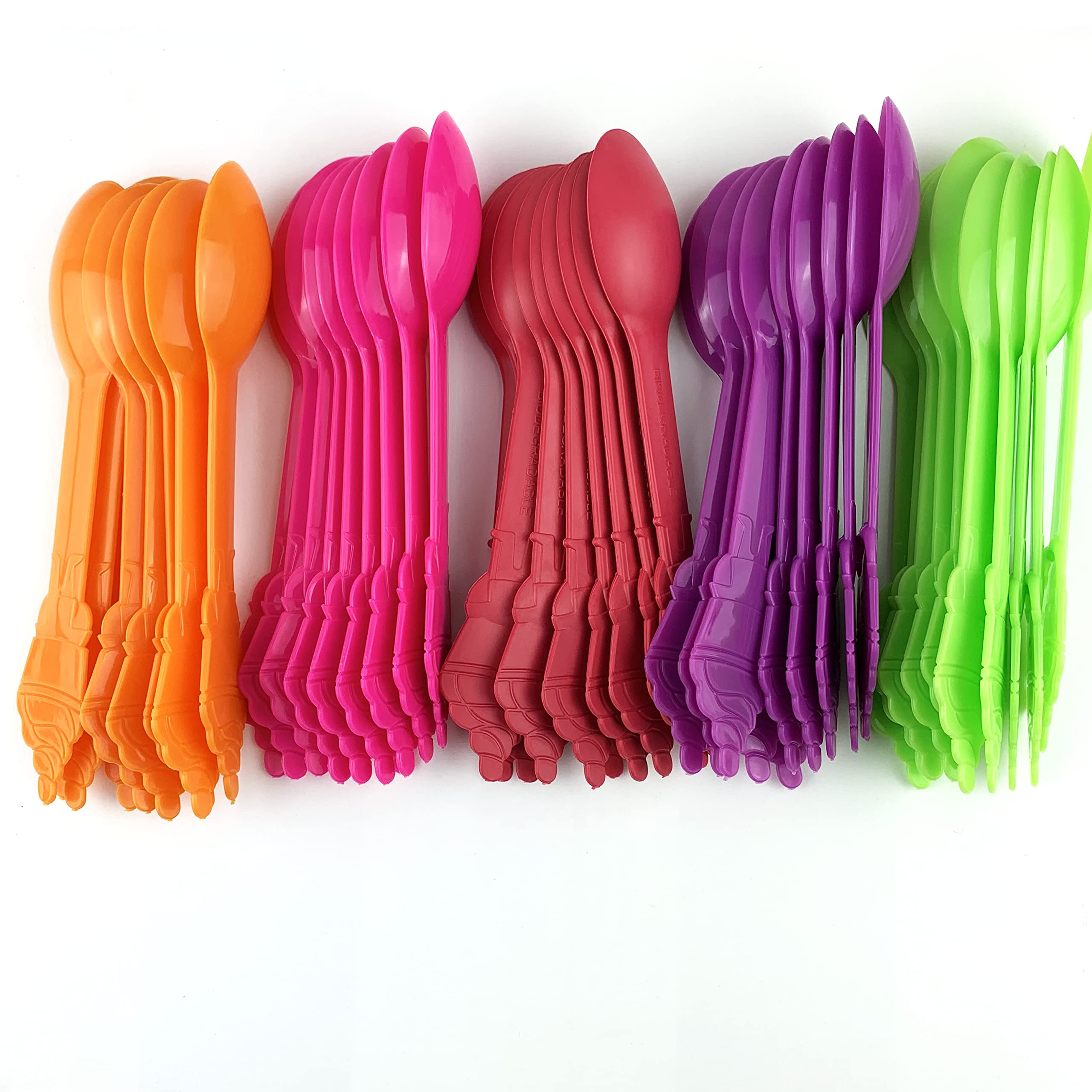 MMvolesy Lime Green Disposable Eco-Friendly Plastic Spoons Frozen Yogurt Ice Cream