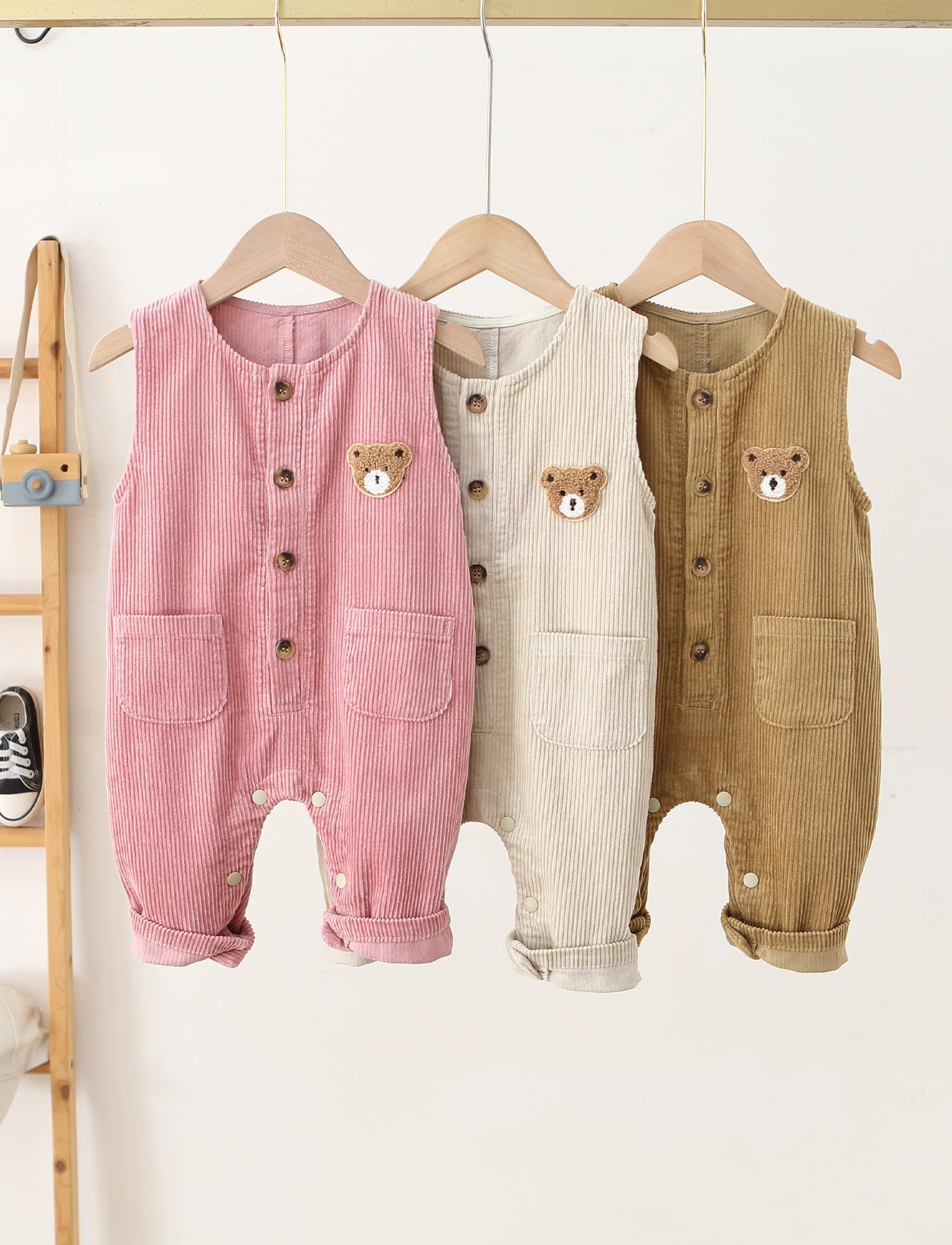 Happy Cherry - Overol Pana Bebé Niño Niña Pantalones de Peto Infantil Conjunto de Mono Pantalones Largos para Invierno Verano Primavera Otoño - 0-30 Meses