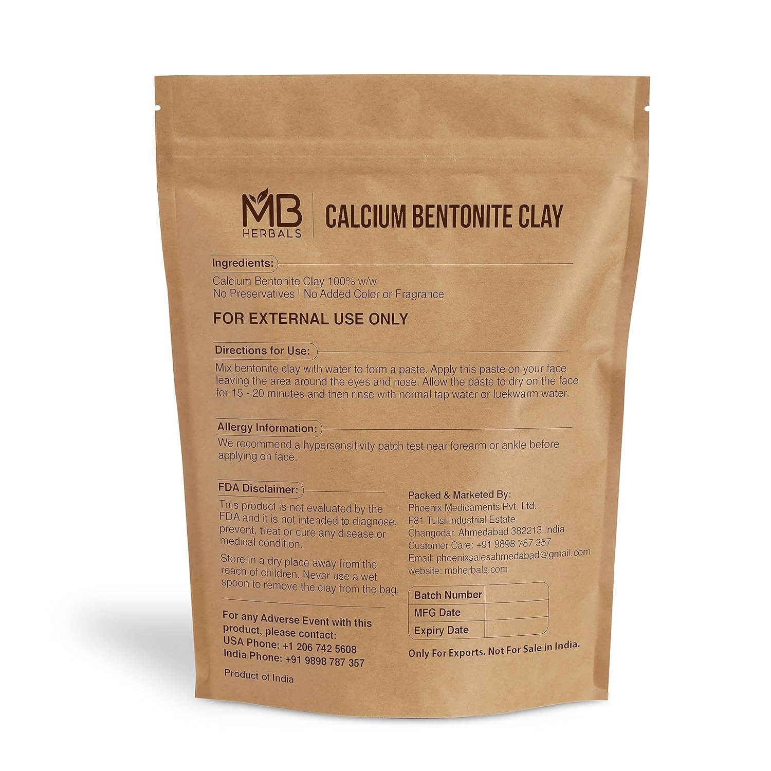 MB Herbals Calcium Bentonite Clay Powder 8 oz | 227G / 0.5 LB | Bentonite Clay | Fragrance Free | Detox Clay | Soap Making | Suitable for Oily Skin - Image 2