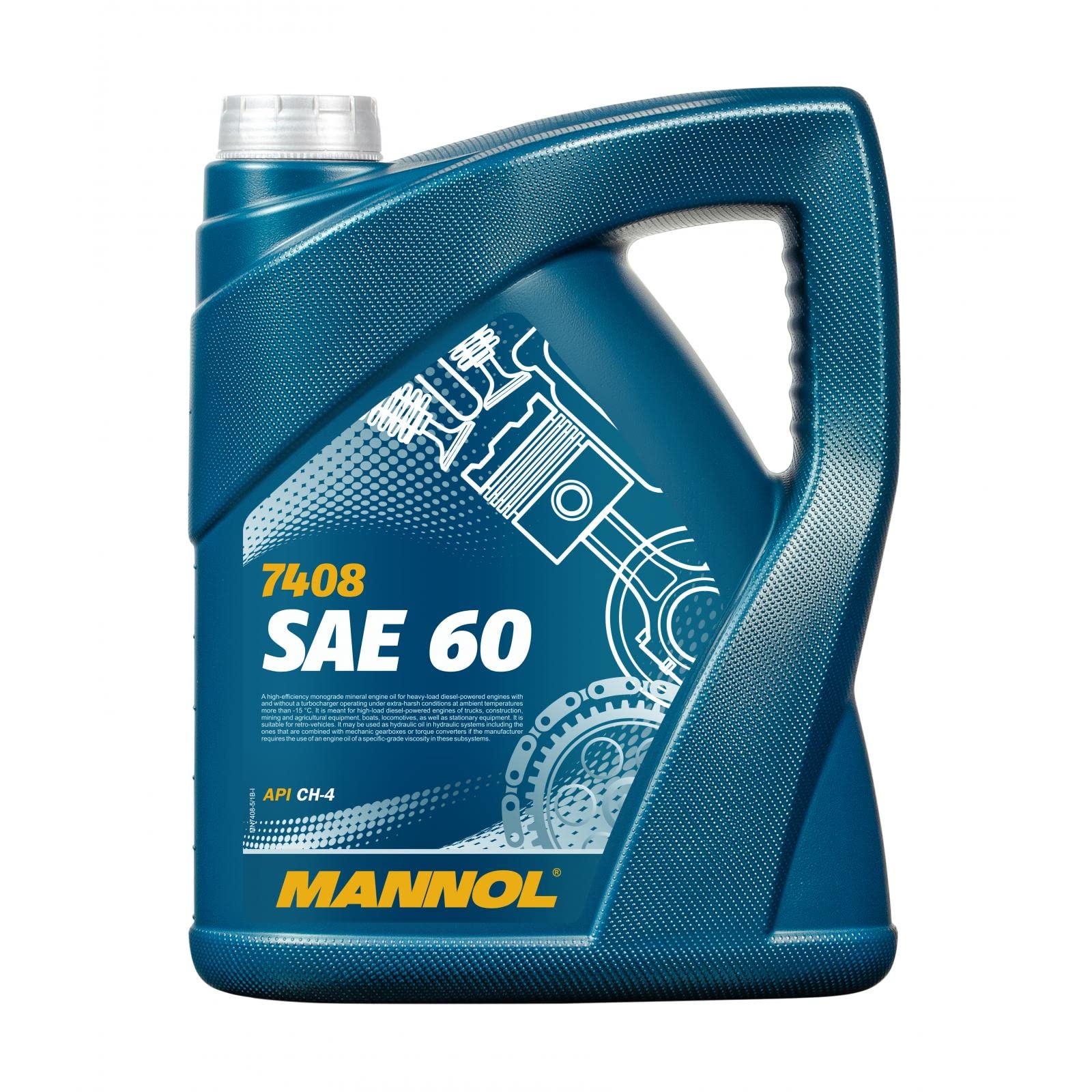 MANNOL 7408 old Einbereichsmotoröl SAE 60 mineralisch für Diesel, 5L | Für Dieselmotoren mit und ohne Turbolader, API CH-4, für LKW, Bau- und Landmaschinen, Boote, Oldtimer, Verschleißschutz