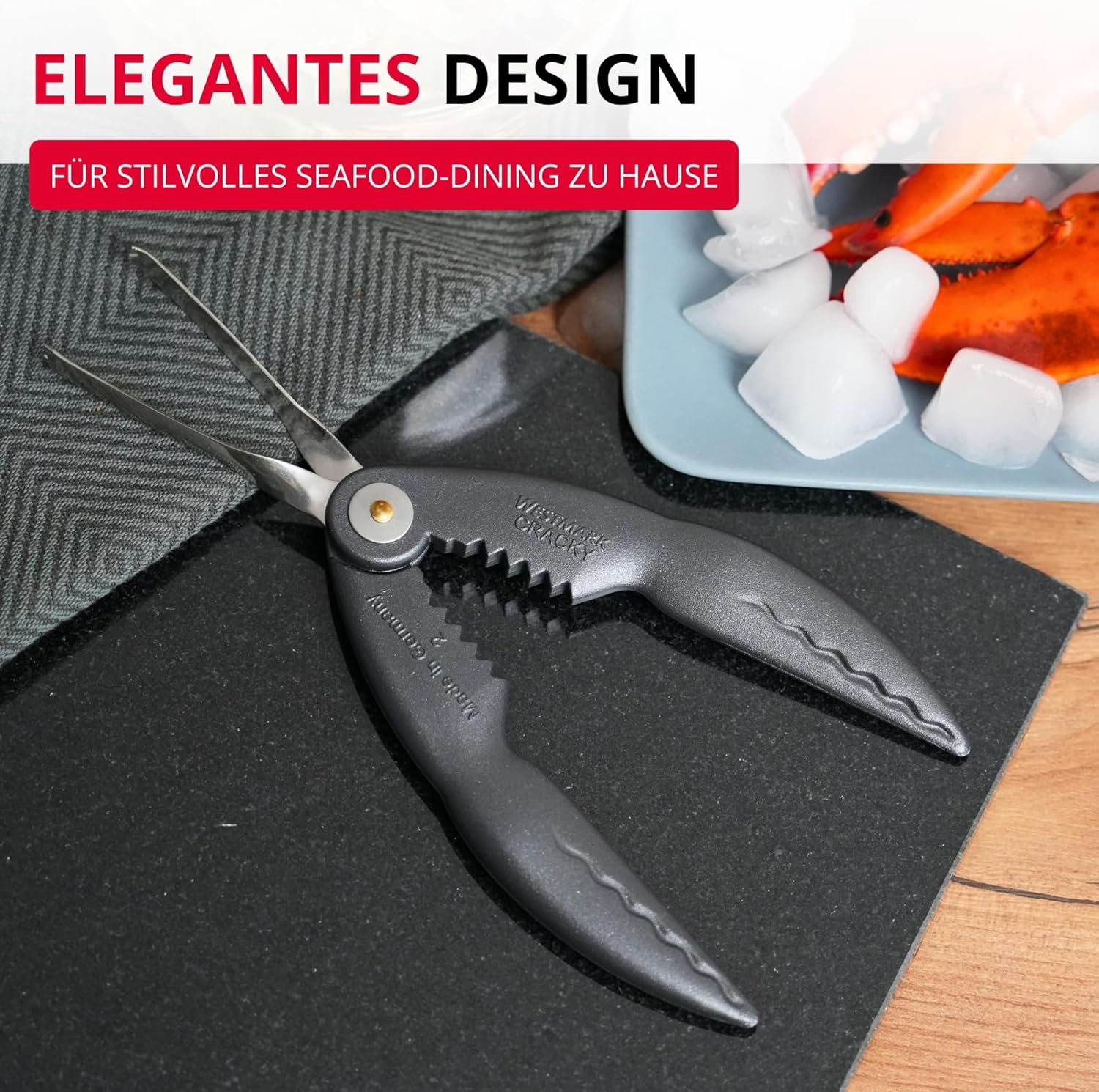 Westmark Cracky-Special Black Edition Lobster Cracker with Tweezers - Innovative Lobster Tongs for Lobster, Crab & Seafood - Anthracite