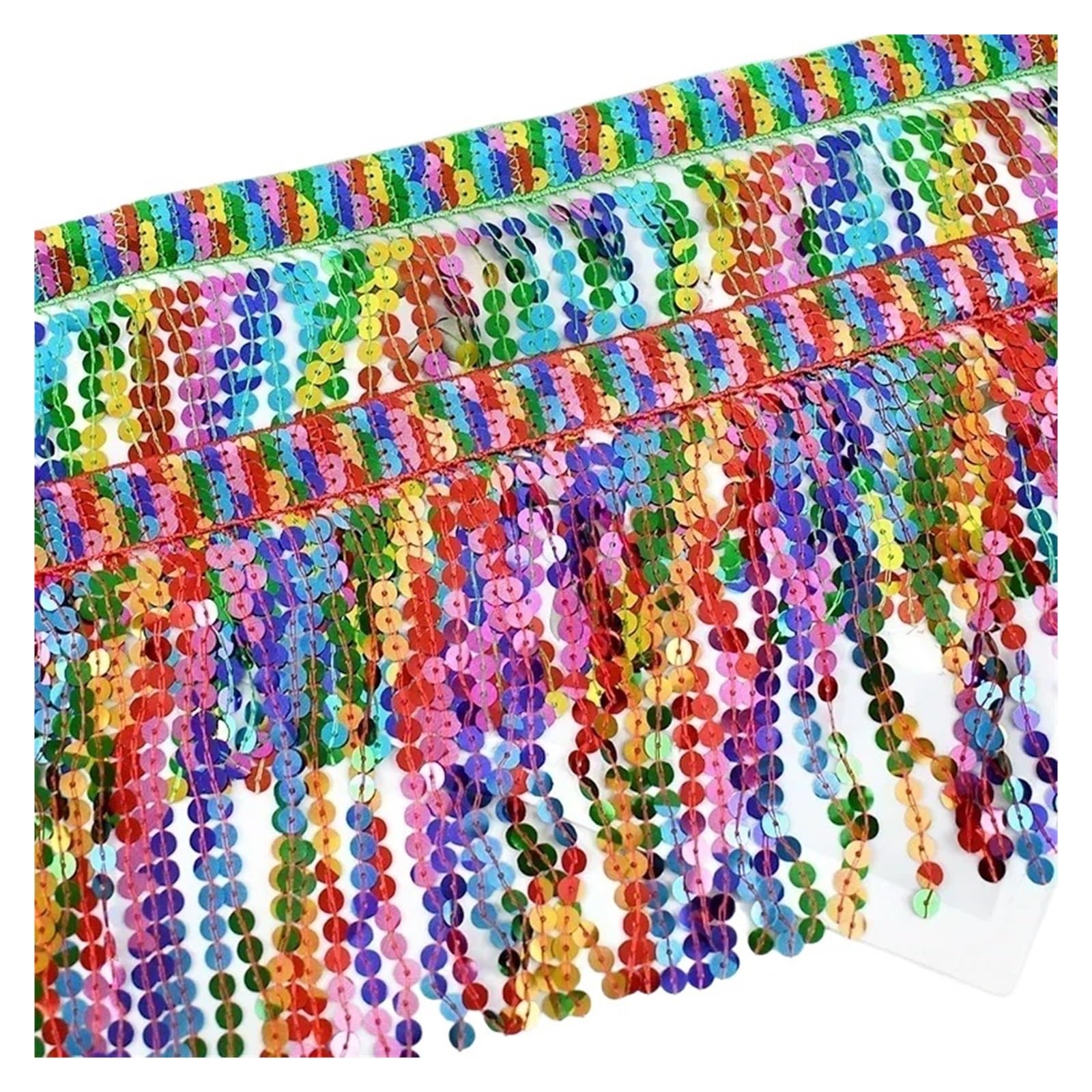 2/5/10 Yards Gestickte Pailletten Quaste Fransen for Nähen Ethnische Spitze Trimmen Band Latin Dance Kleidung Rock trimmen Zubehör(Purple,10Yards)