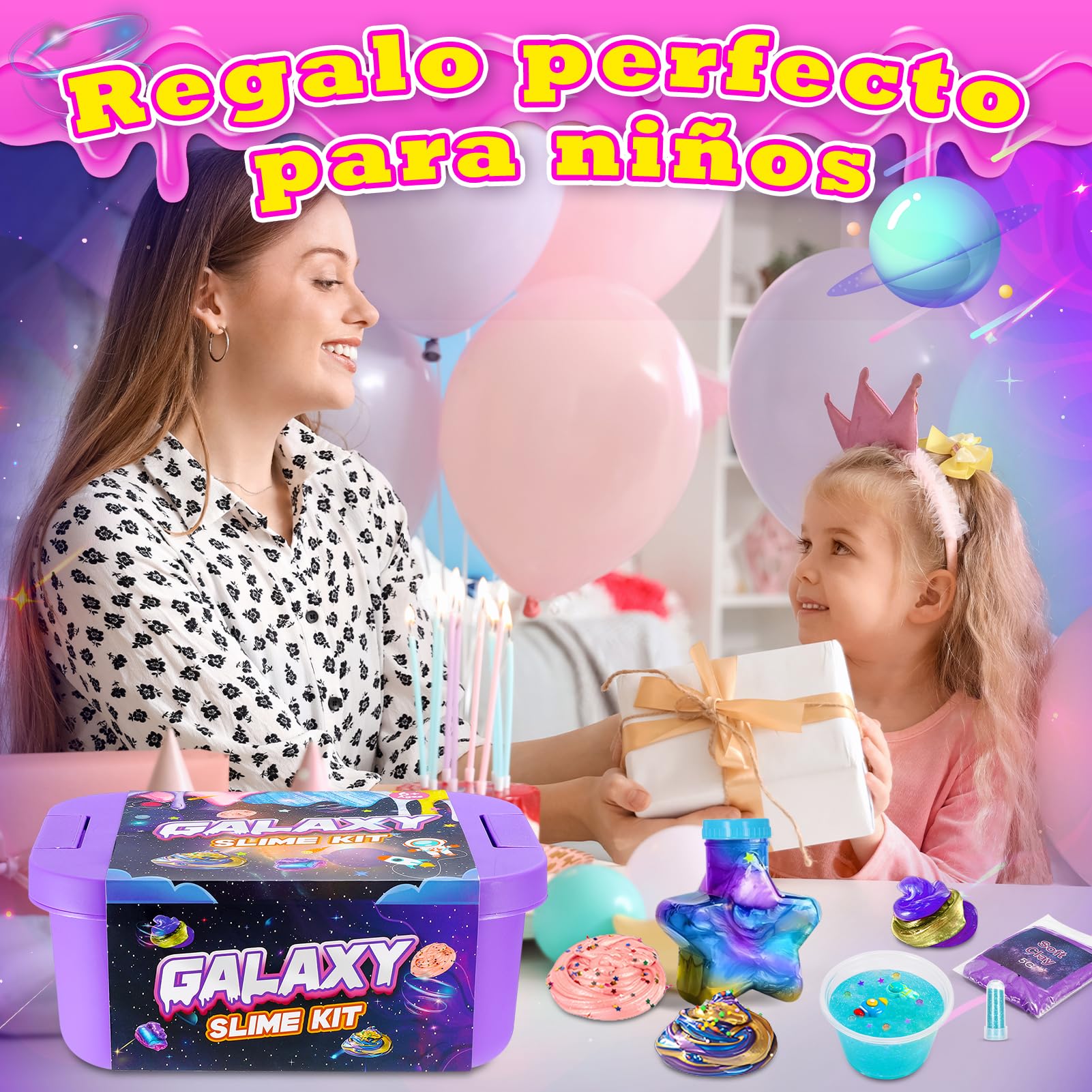 Hapikids Slime para Niñas, Regalo Niña 6 7 8 9 10 11 12 Años Galaxy Slime para Niños Juguetes Niños 6-12 Años Slime Kit Regalos Cumpleaños Manualidades Niños Slime Fluffy