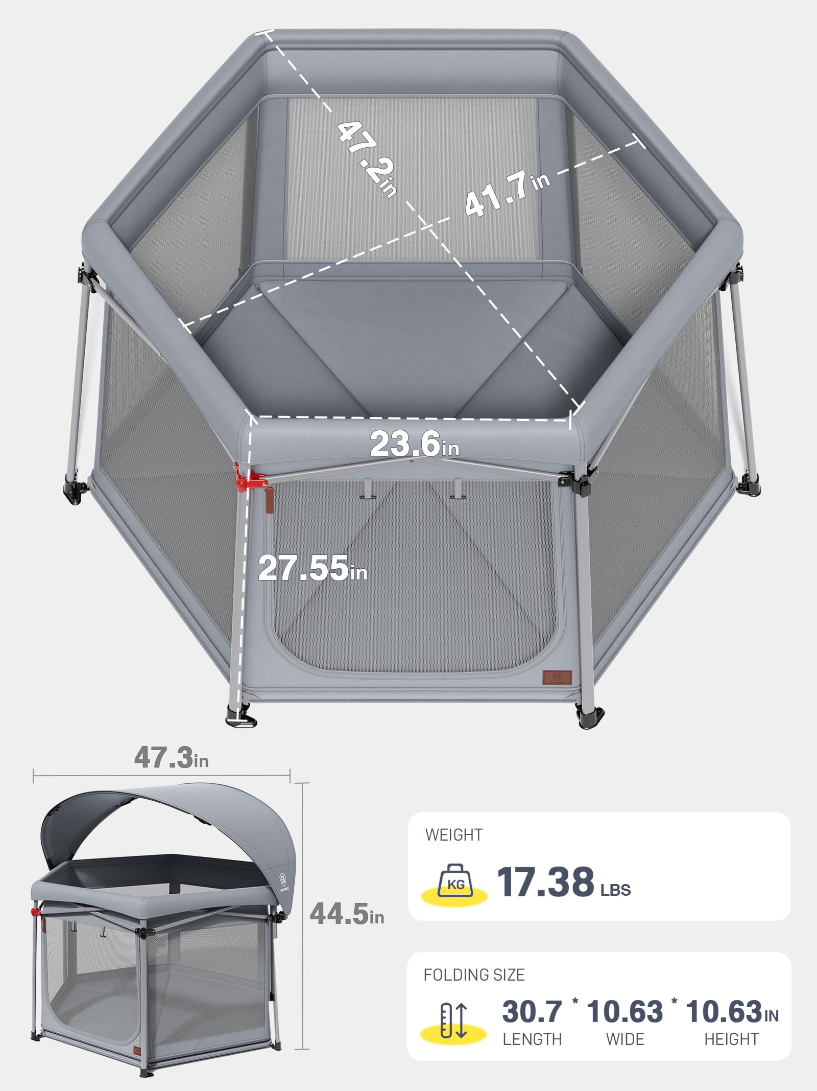 EVER ADVANCED Parque infantil plegable, color gris