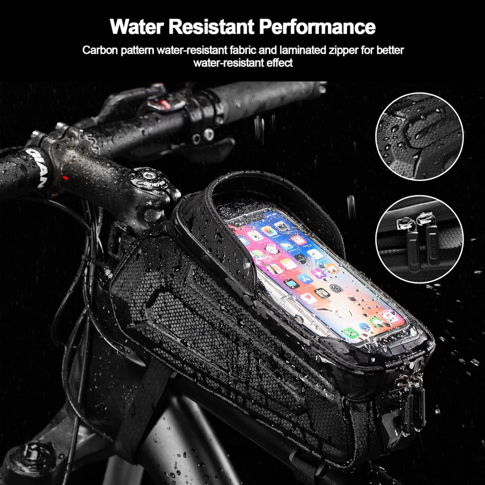 EzLife Bike Phone Bag Bike Pouch Bicycle Front Frame Bag Waterproof Top Tube Handlebar Bike Phone Mount Bags EVA Cycling Storage Bags for iPhone 11 XS Max XR 8 7 Plus Accessories Below 6.8 3