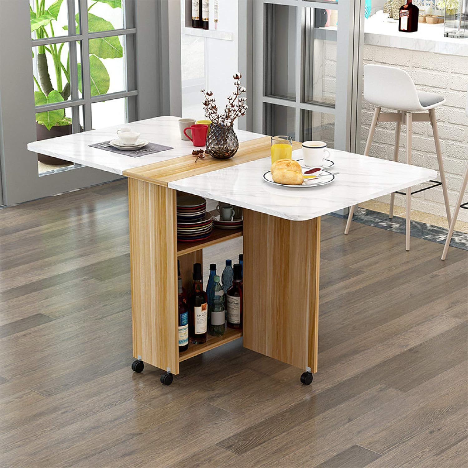 FACAI Folding Picnic Table,Balcony Bistro Garden Camping Picnic Furniture for Picnic| Garden| Office Parties Set in White Foldable Portable Design,E