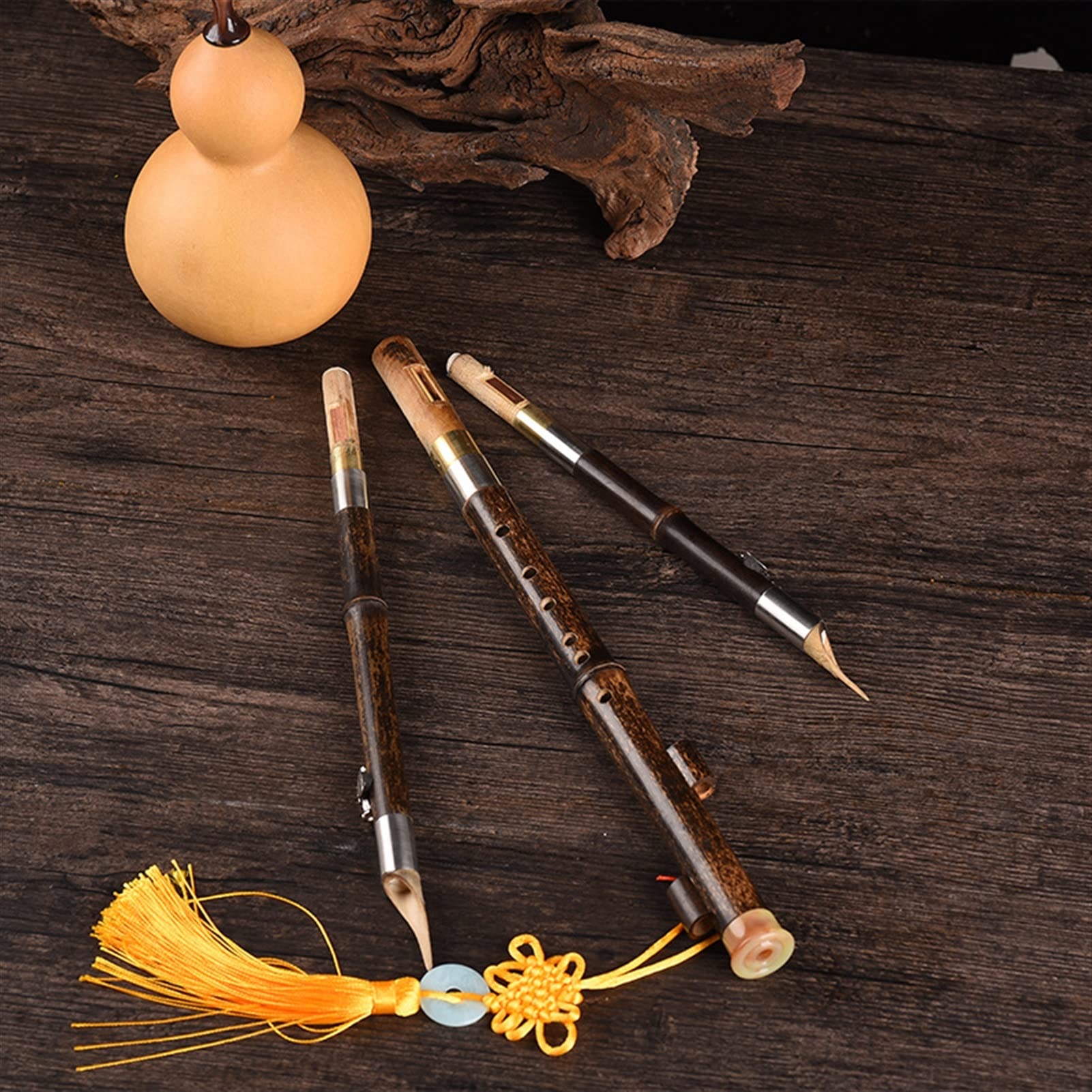 FLFL Gourd-Flöten-Instrument Purpurroter Bambus Hulusi Set Small D Drop B Lernen, Das Hulusi Spielt