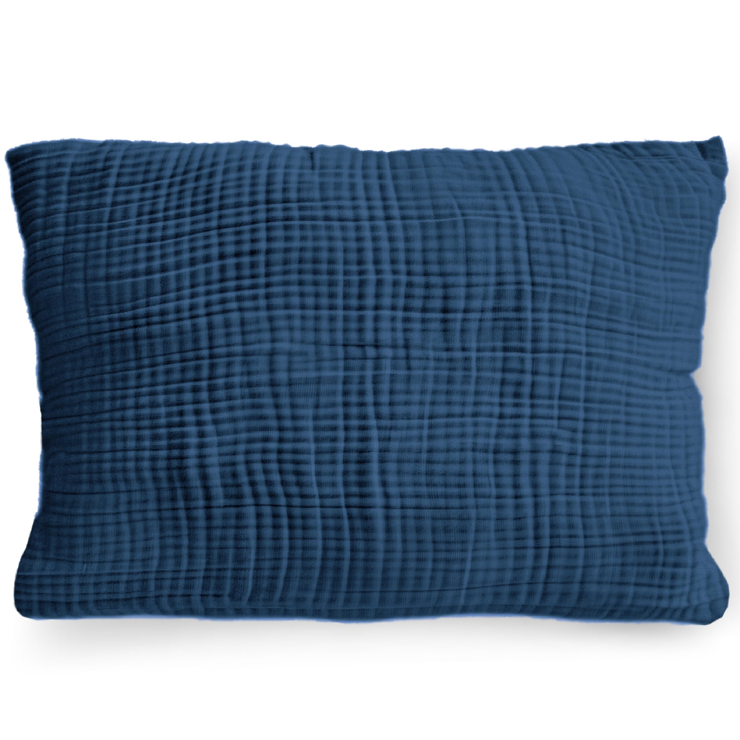 PinkZebra 30 x 45 cm Bio-Musselin Kopfkissenbezug, Kopfkissenbezug aus 100% Baumwolle, Kissenhülle, Bezug mit Reißverschluss, Oeko-TEX & GOTS – Zertifizierung, Made in EU, Dunkles Marineblau